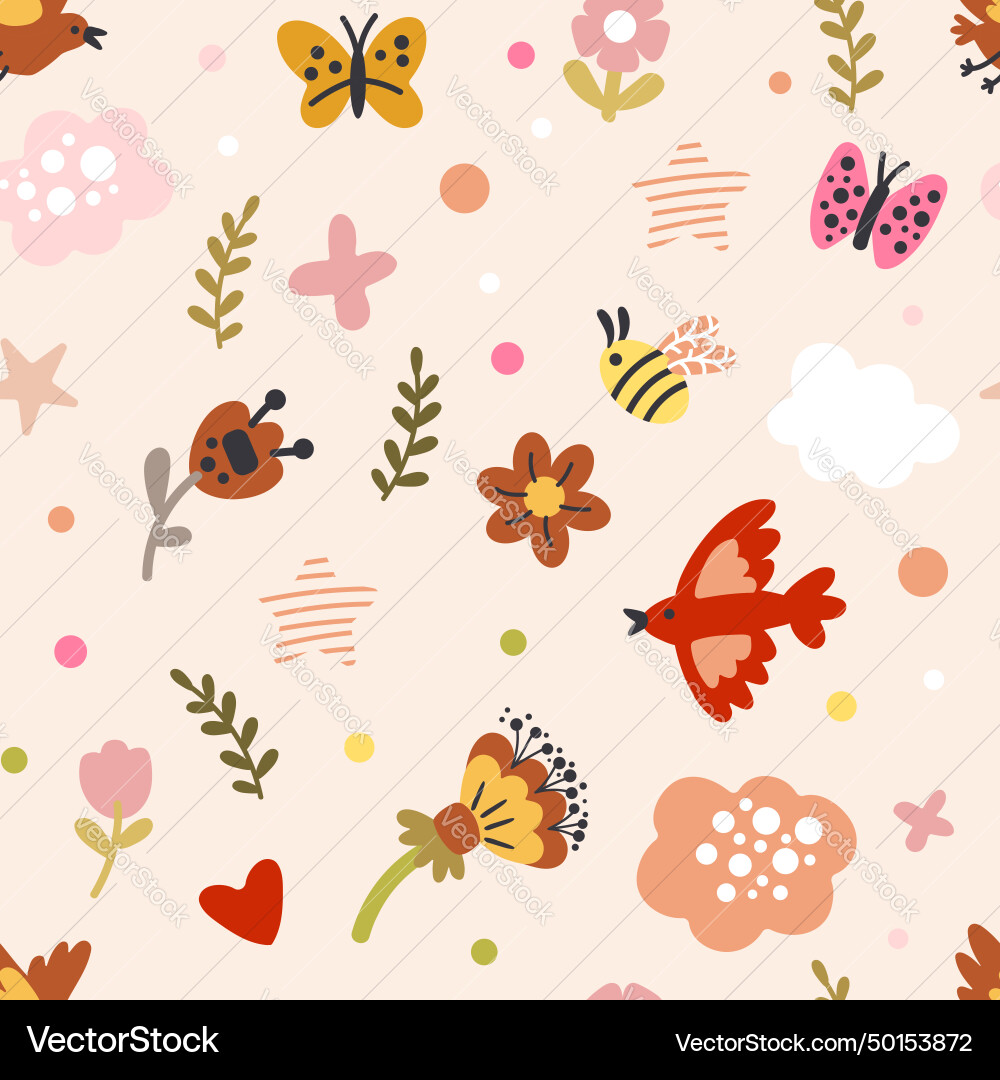 Abstract seamless pattern cutes spring elements Abstract seamless pattern cutes spring elements vector image