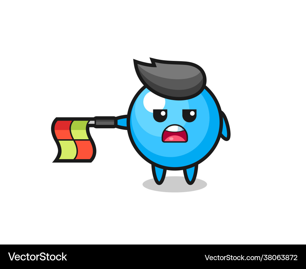Bubble gum character as line judge hold flag Bubble gum character as line judge hold flag vector image