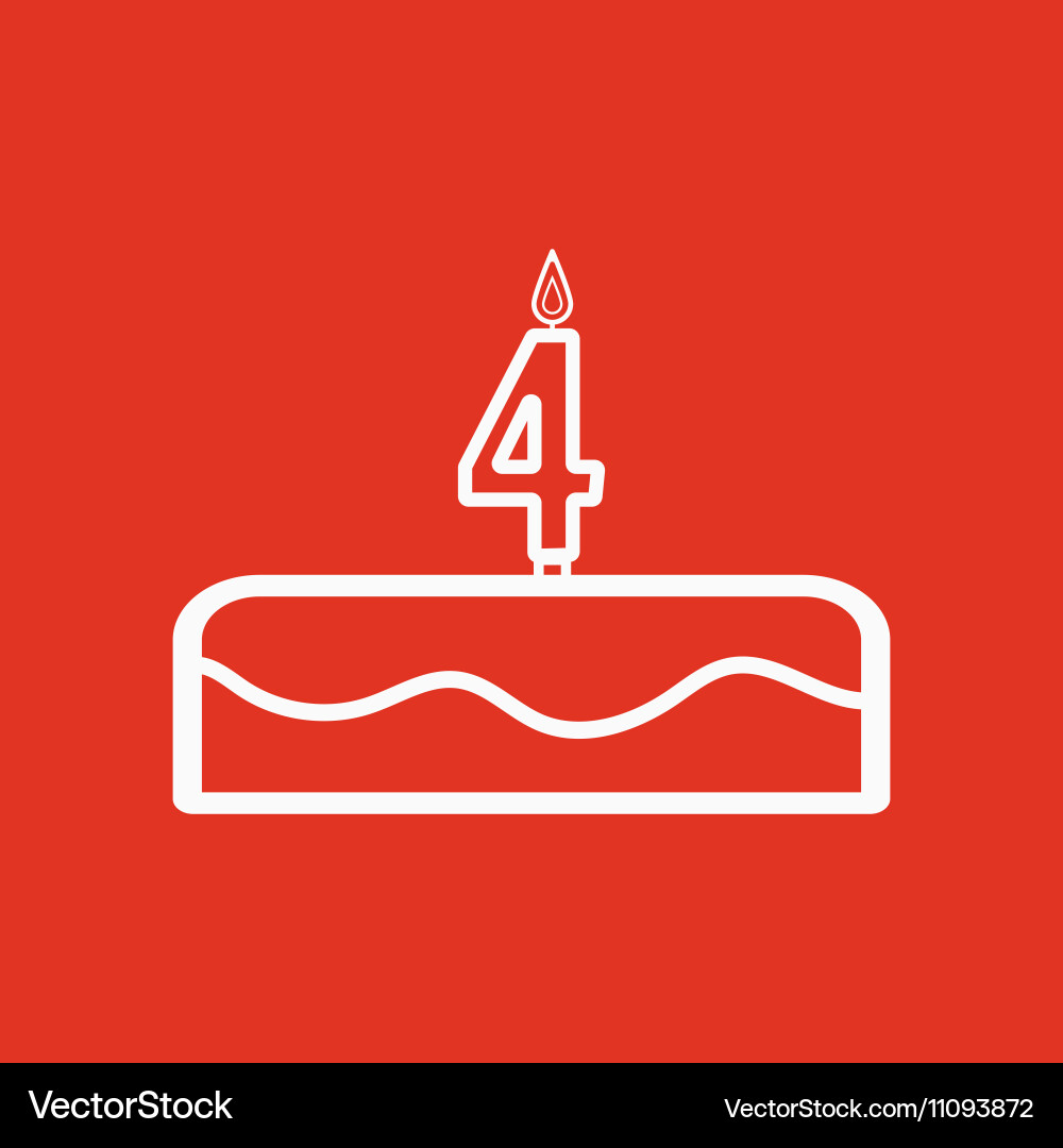 Cake with candles in the form of number 4 icon vector image