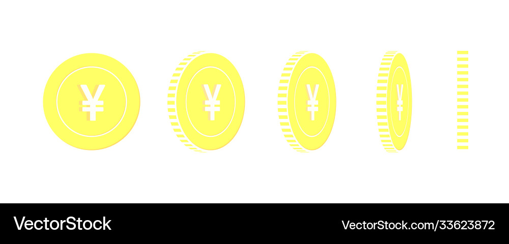 Chinese yuan rotating coins set animation ready Vector Image