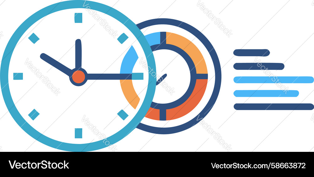Clock with data analytics time-based performance Vector Image