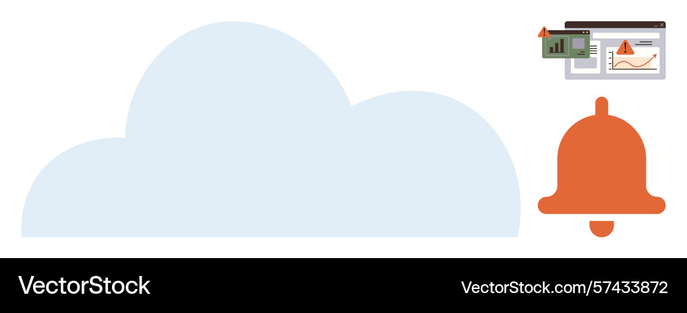 Cloud data alerts with notification bell Cloud data alerts with notification bell vector image