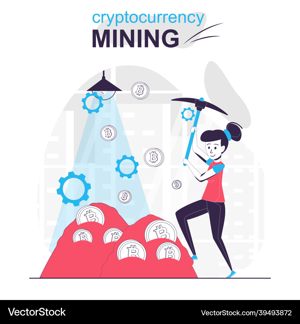 Cryptocurrency mining isolated cartoon concept Vector Image