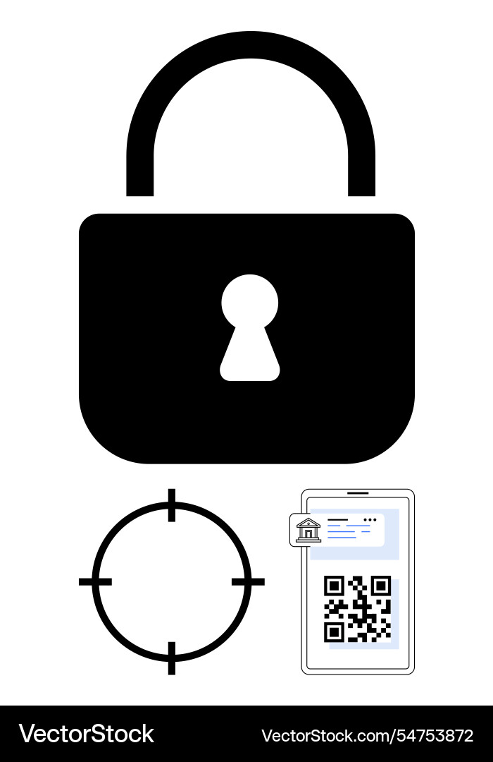 Digital security concept showing padlock qr code Digital security concept showing padlock qr code vector image