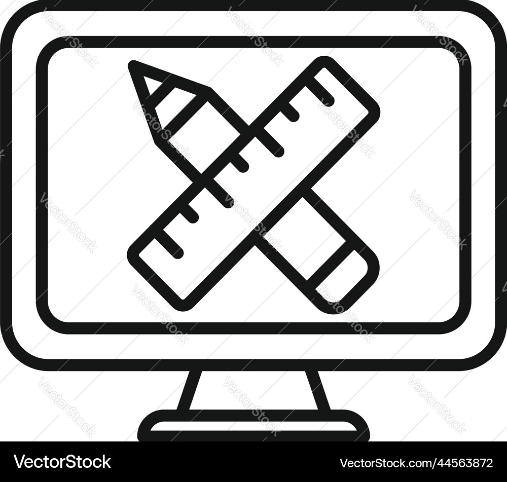 Draw monitor icon outline web ux Draw monitor icon outline web ux vector image