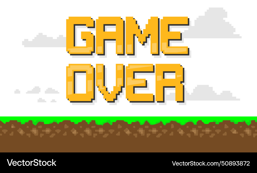 Game over with pixel background vector image