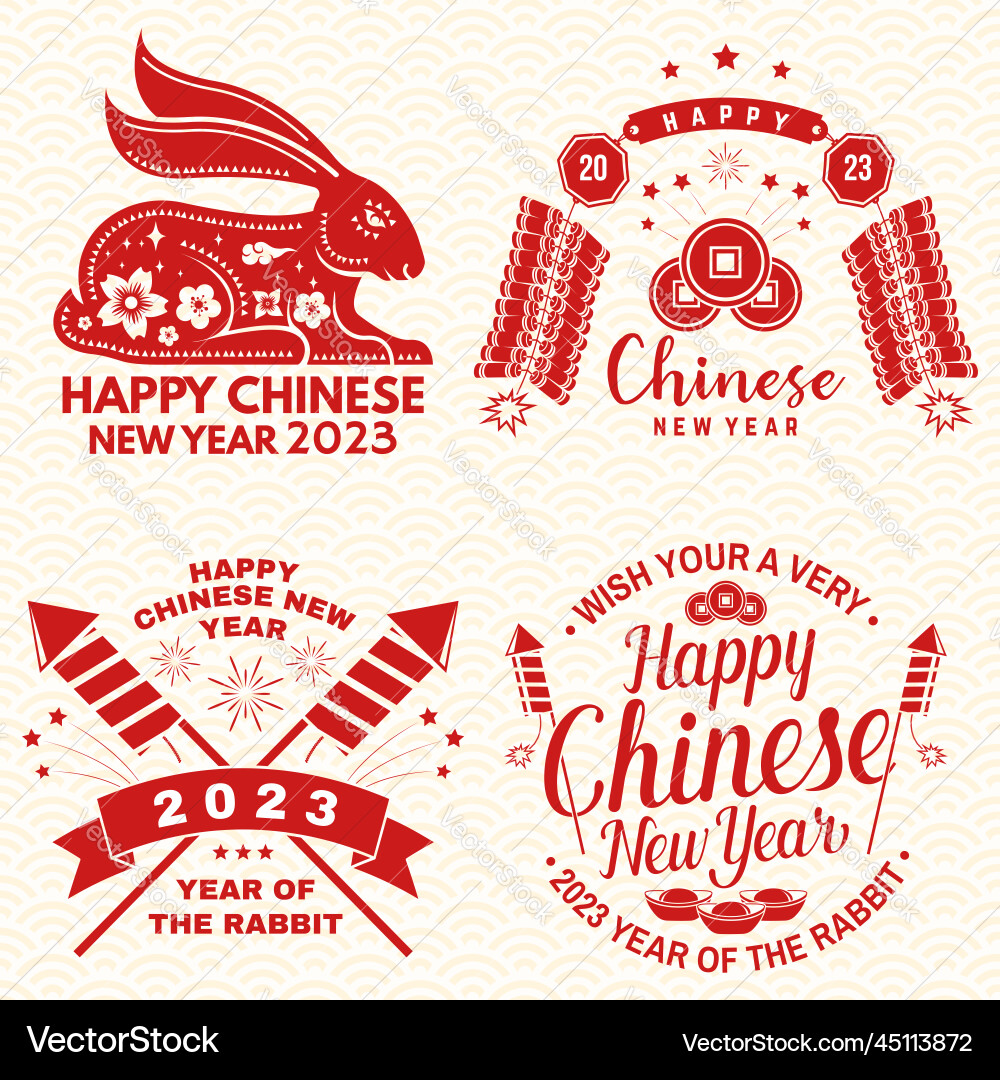 Happy chinese 2023 new year design in retro style vector image