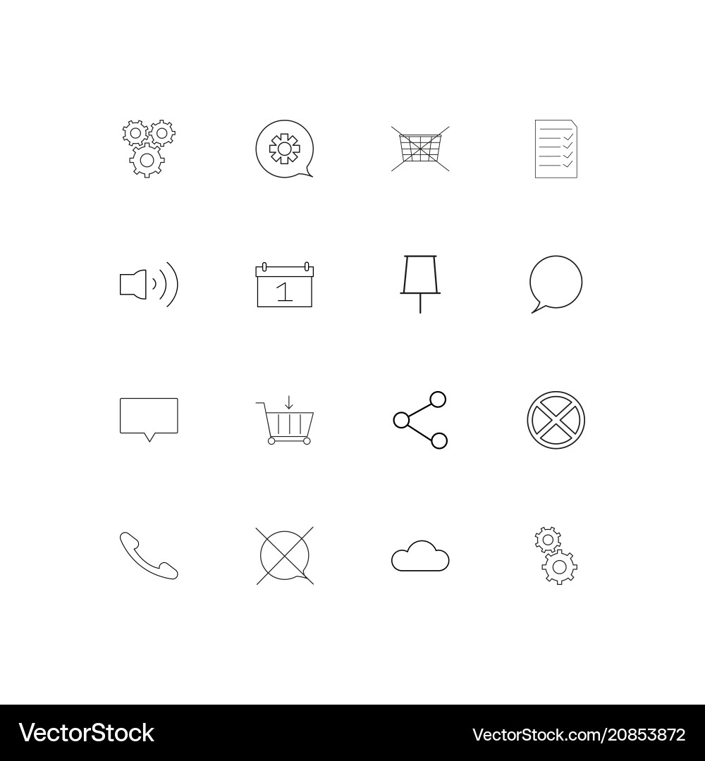 Interface linear thin icons set outlined simple Vector Image