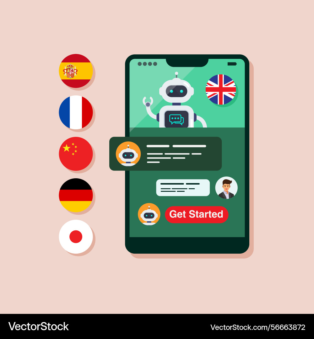 Learning different foreign languages with smart Learning different foreign languages with smart vector image