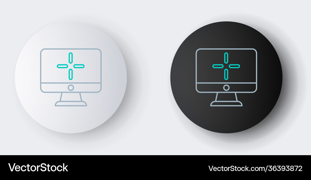 Line computer monitor icon isolated on grey Line computer monitor icon isolated on grey vector image