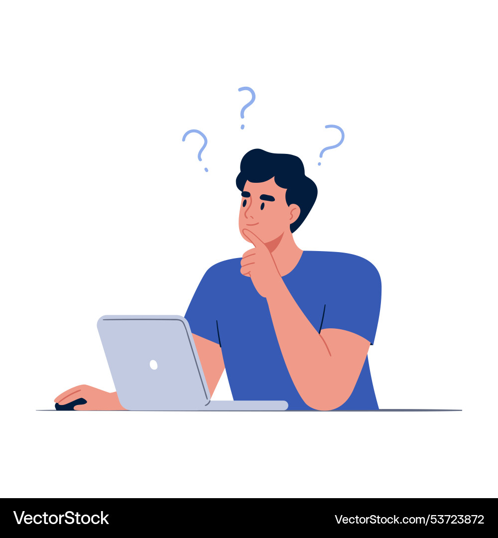 Man character works and thinks Man character works and thinks vector image