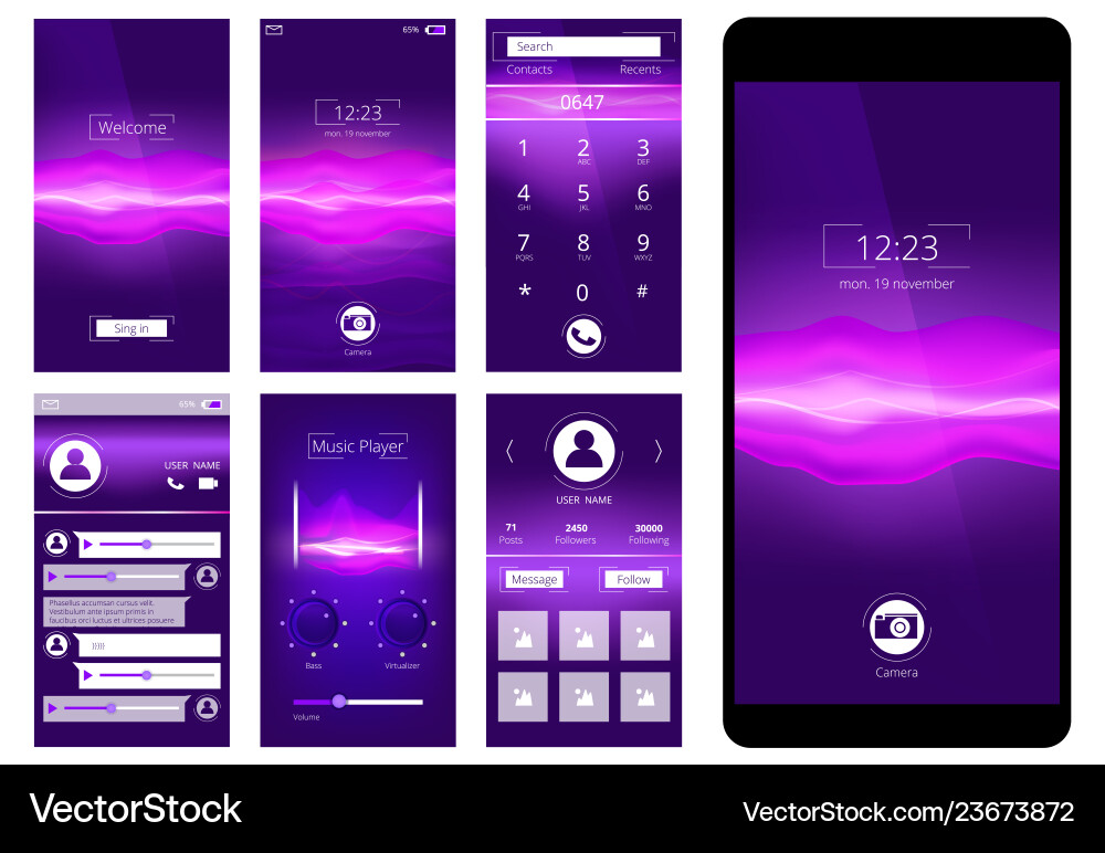Mobile ui design template interface of smartphone Mobile ui design template interface of smartphone vector image