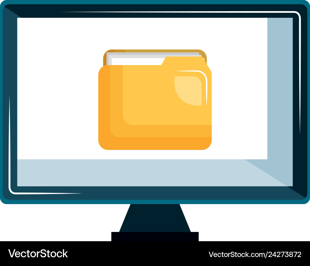 Monitor computer with folder vector image