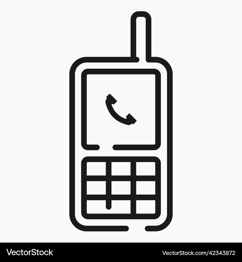 Old mobile phone with buttons line icon flat Old mobile phone with buttons line icon flat vector image