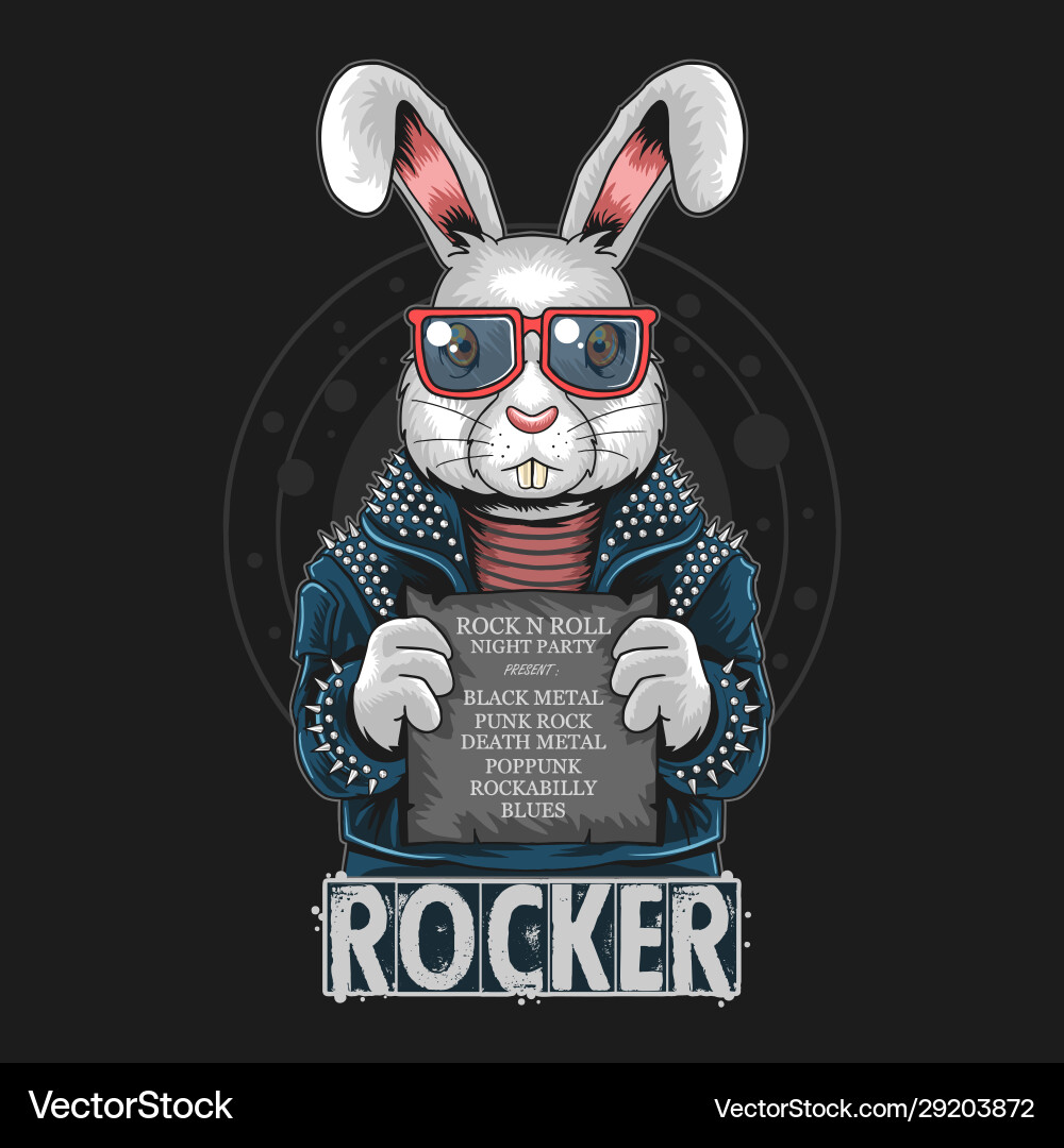 Rabbit rock n roll bunny artwork Rabbit rock n roll bunny artwork vector image