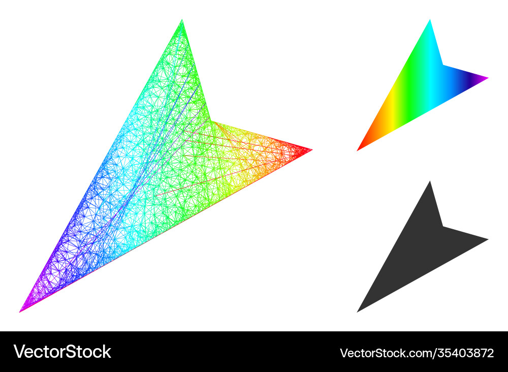 Rainbow net mesh gradient arrowhead left-down icon Rainbow net mesh gradient arrowhead left-down icon vector image