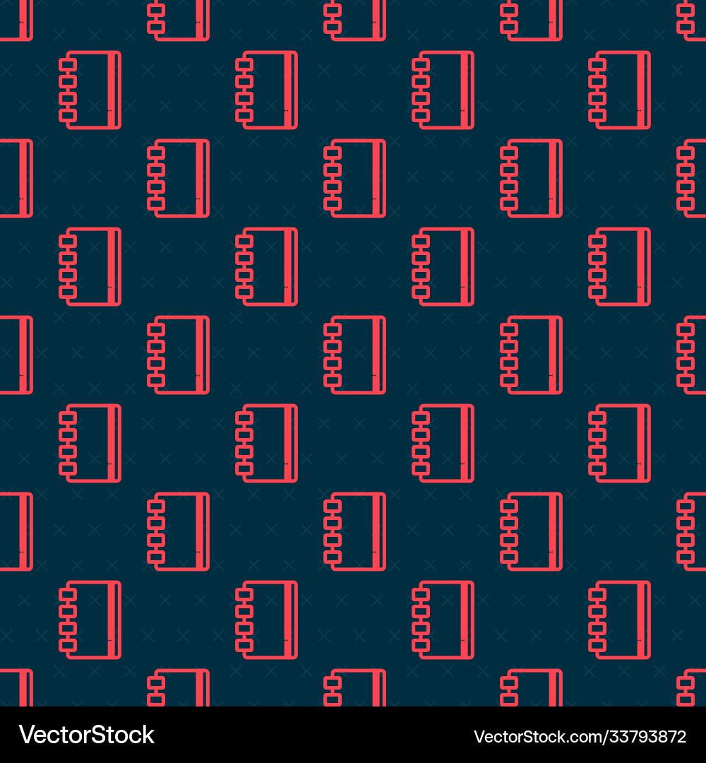 Red line notebook icon isolated seamless pattern Vector Image