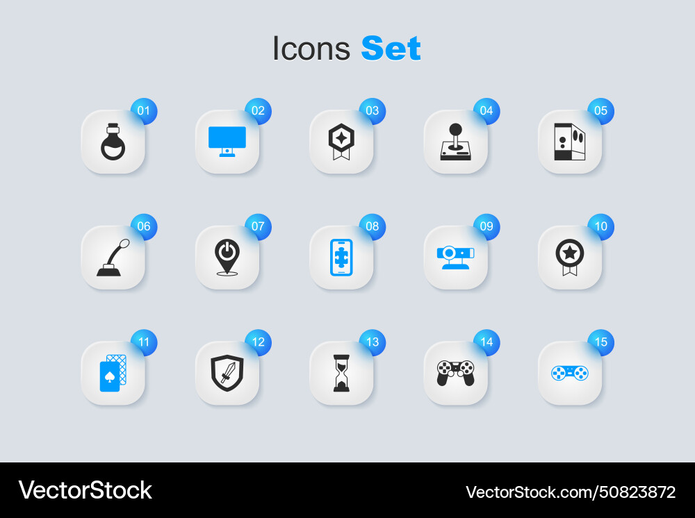 Set game controller or joystick power button Set game controller or joystick power button vector image