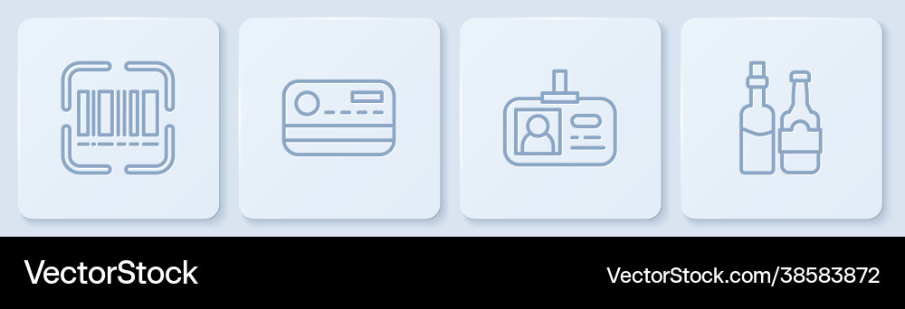 Set line scanner scanning bar code identification Set line scanner scanning bar code identification vector image