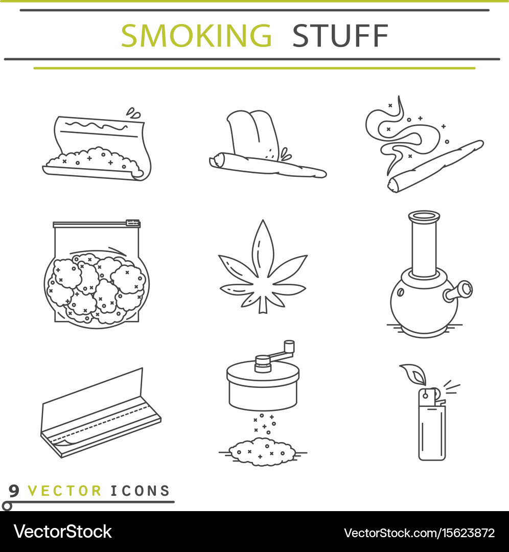 Set of icons in thin line style vector image