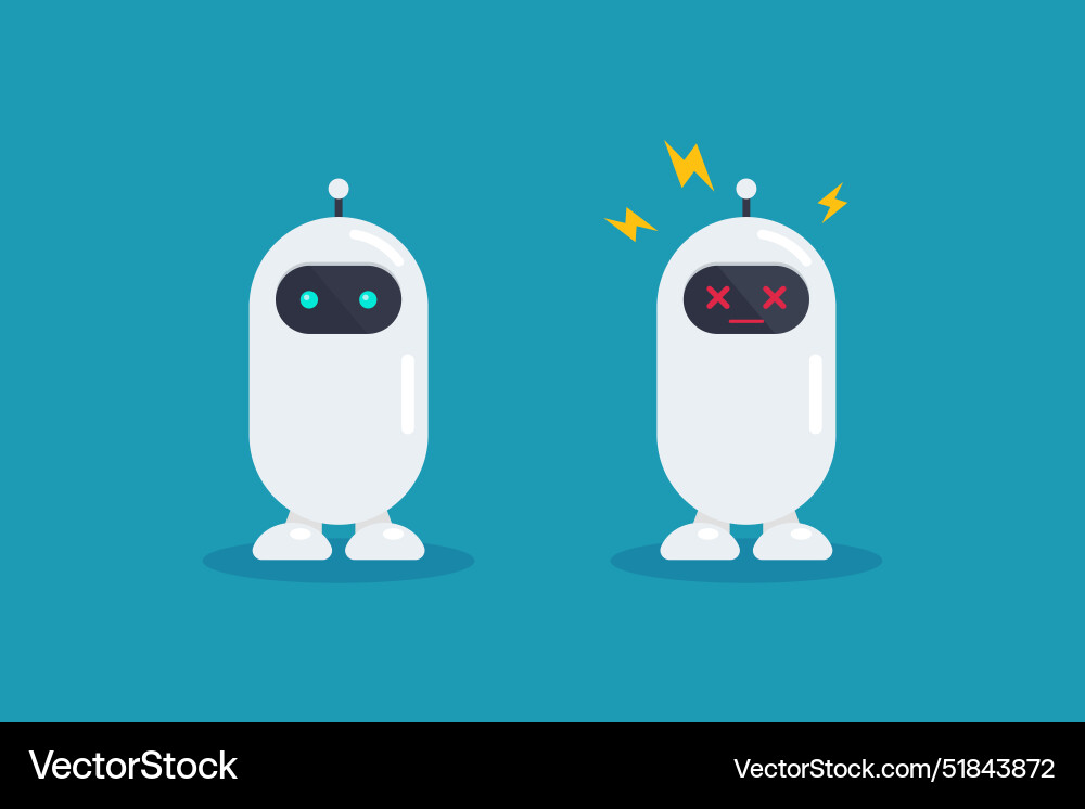 Set of robot crash broken error with spark Set of robot crash broken error with spark vector image
