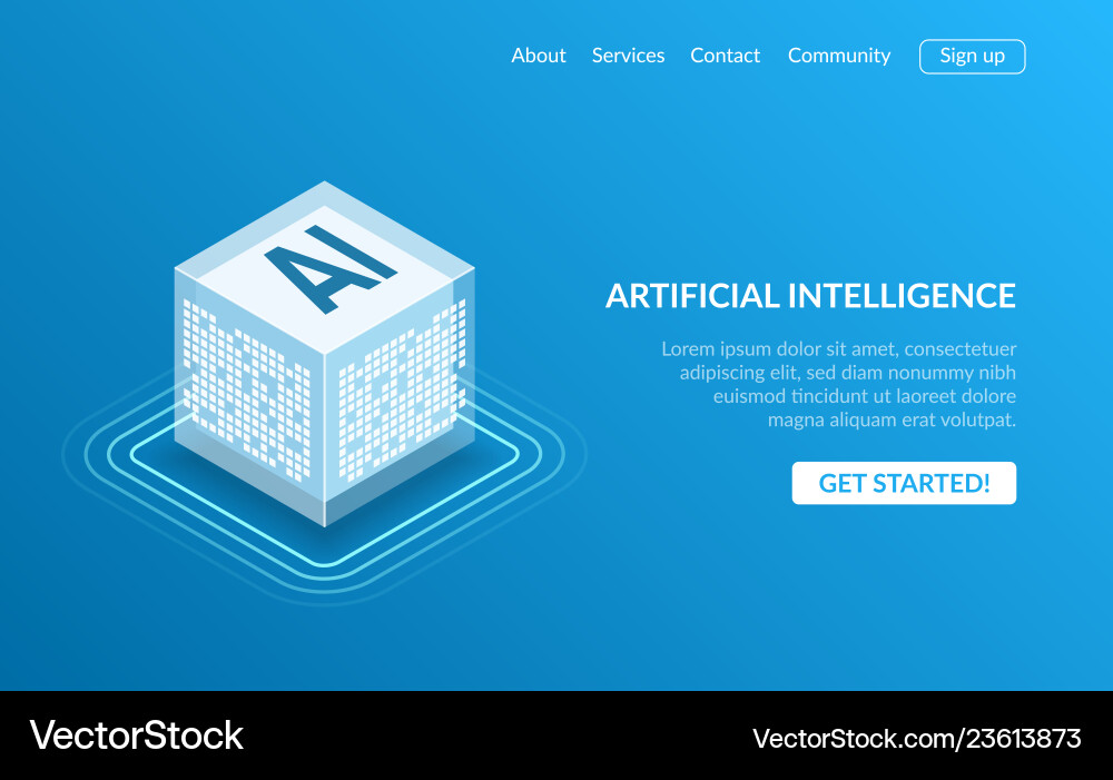 AI Cloud Computing Icon - Isometric vector image