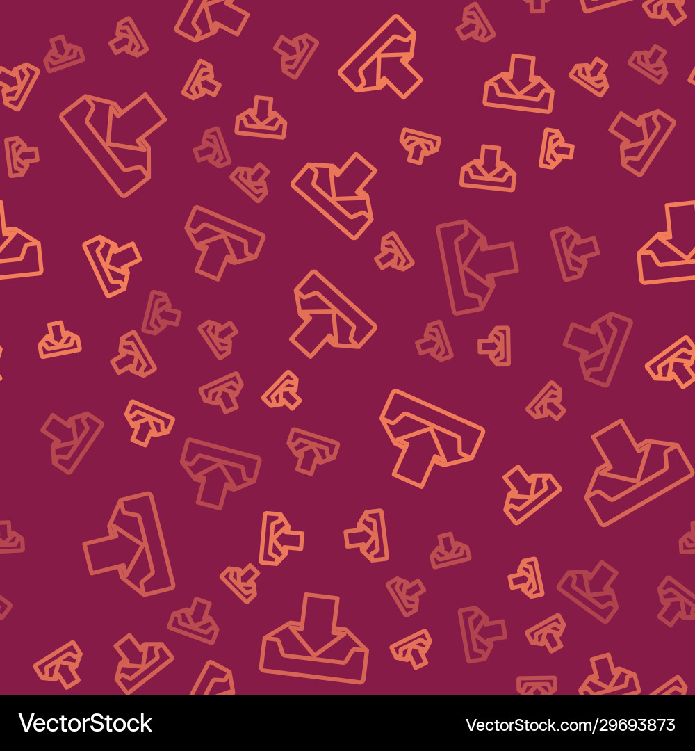 Brown line download inbox icon isolated seamless Vector Image