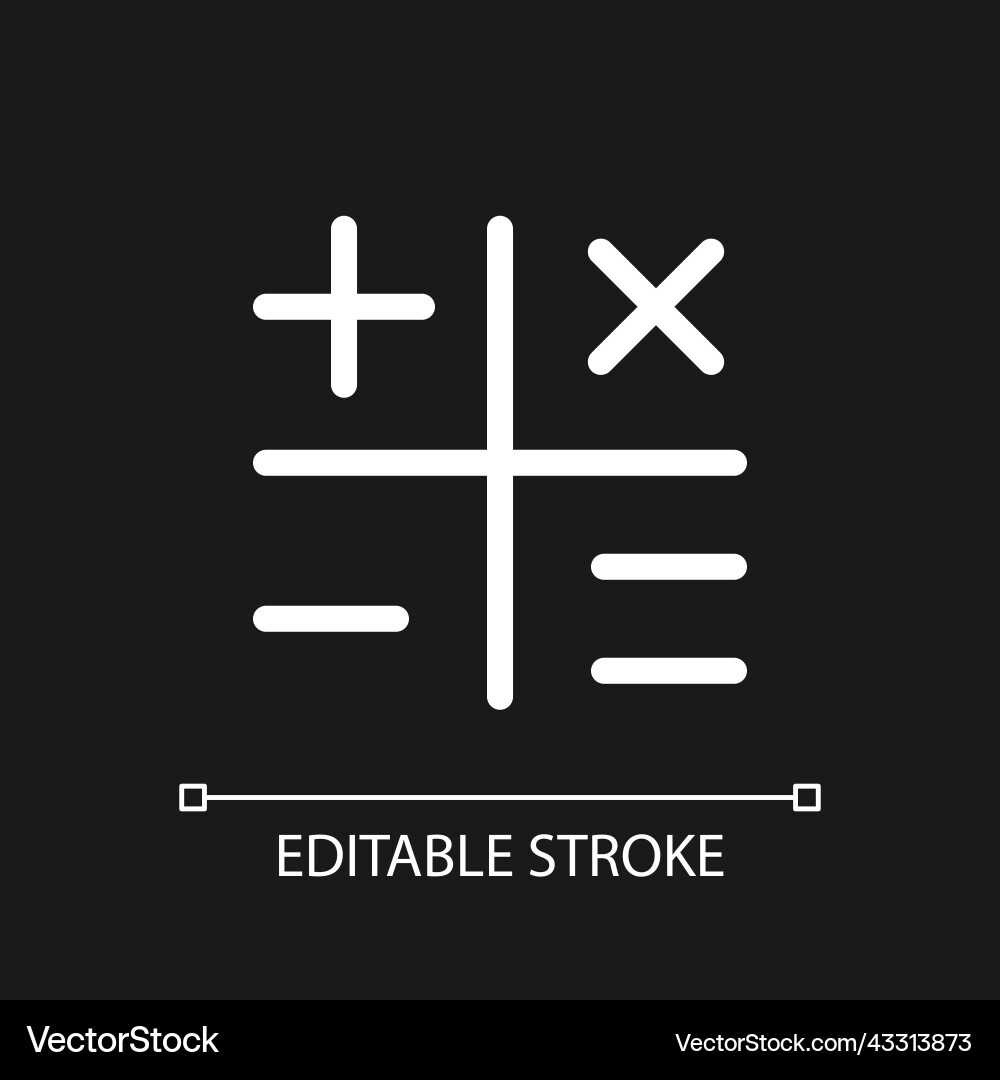 Calculation pixel perfect white linear ui icon Calculation pixel perfect white linear ui icon vector image