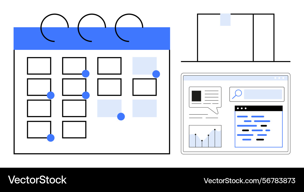 Calendar sticky notes and dashboard interface Calendar sticky notes and dashboard interface vector image