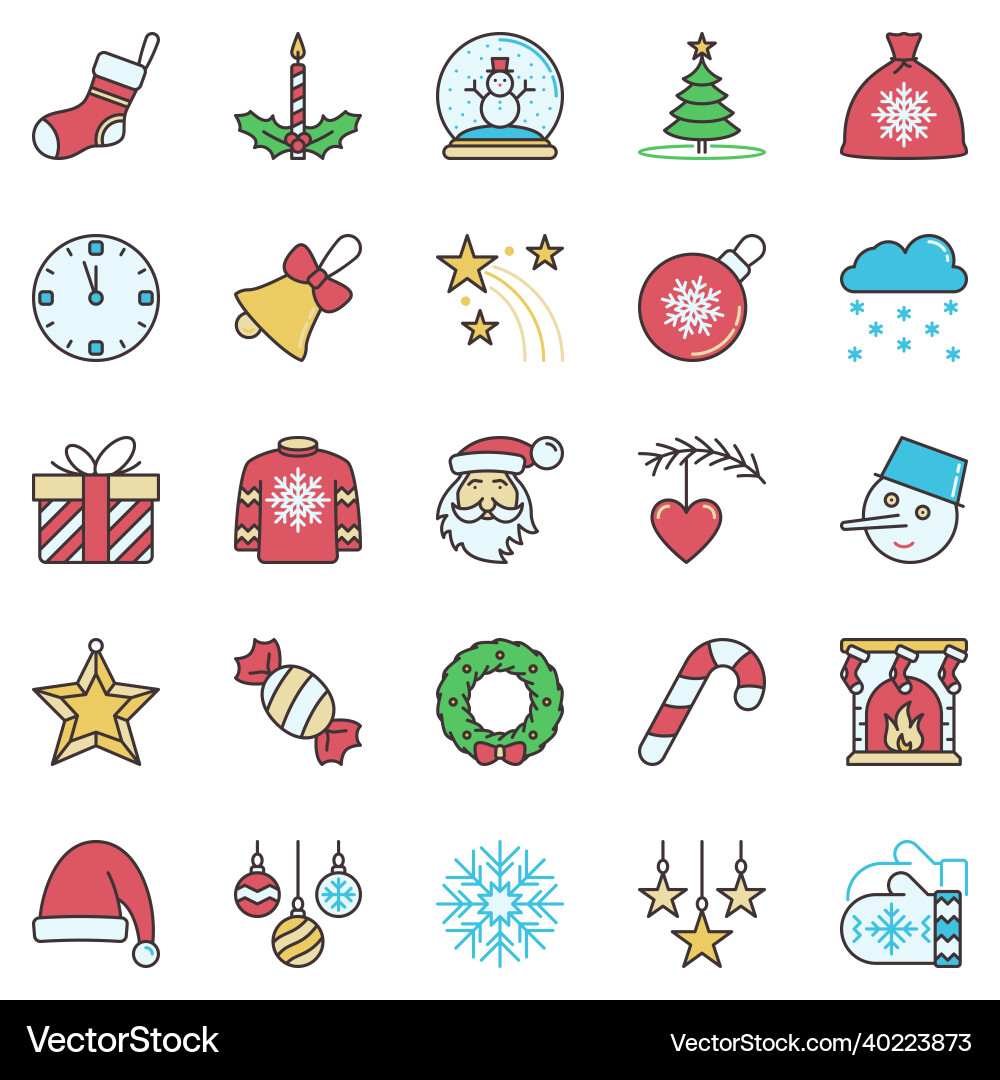 Christmas colored icons set - creative Christmas colored icons set - creative vector image