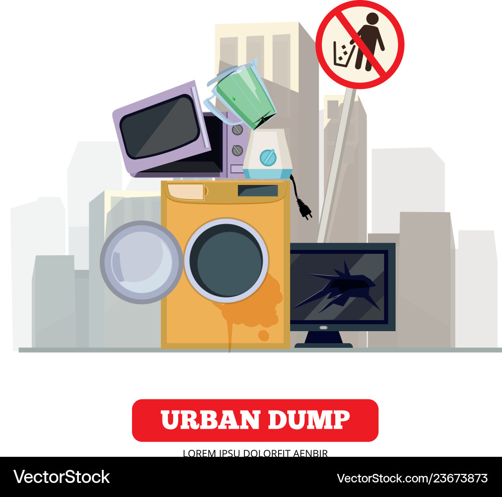 City dump appliance garbage from broken kitchen City dump appliance garbage from broken kitchen vector image