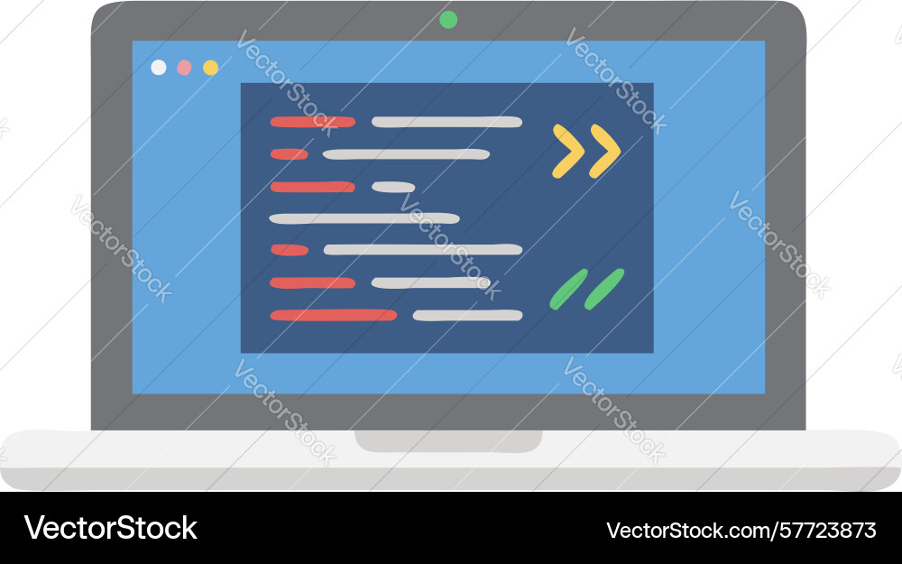Code development execution laptop screen icon vector image