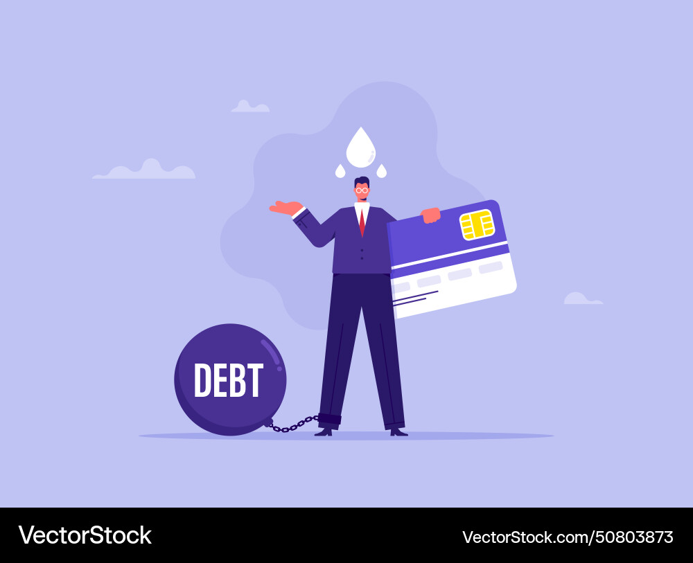 Credit card debt financial problem concept vector image