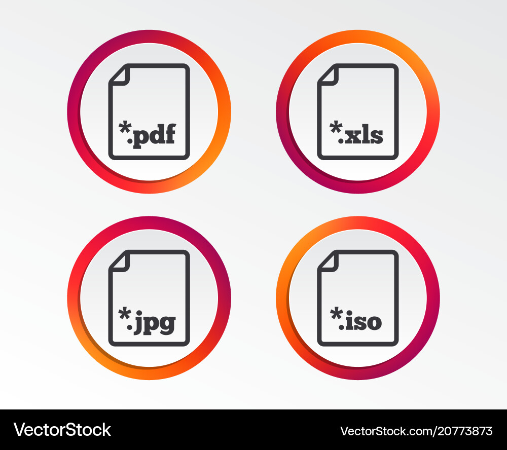 Document signs file extensions symbols Vector Image