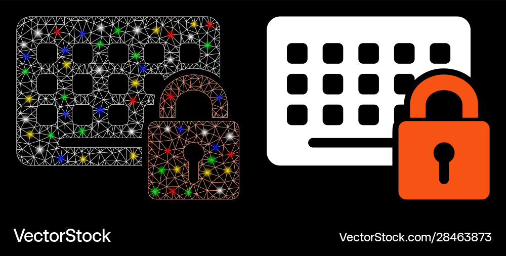 Flare mesh network keypad locked icon with Flare mesh network keypad locked icon with vector image