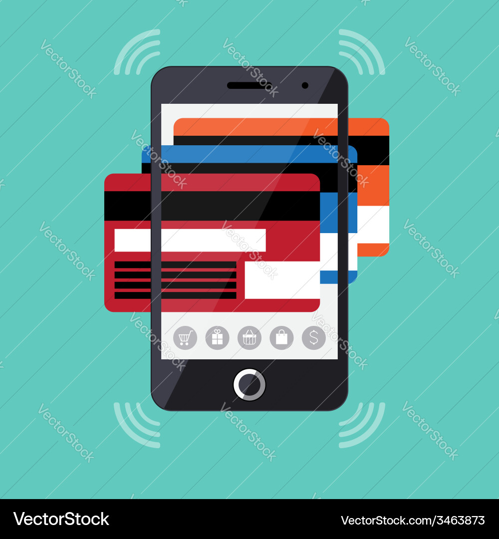 Flat design concept of mobile payment process Vector Image