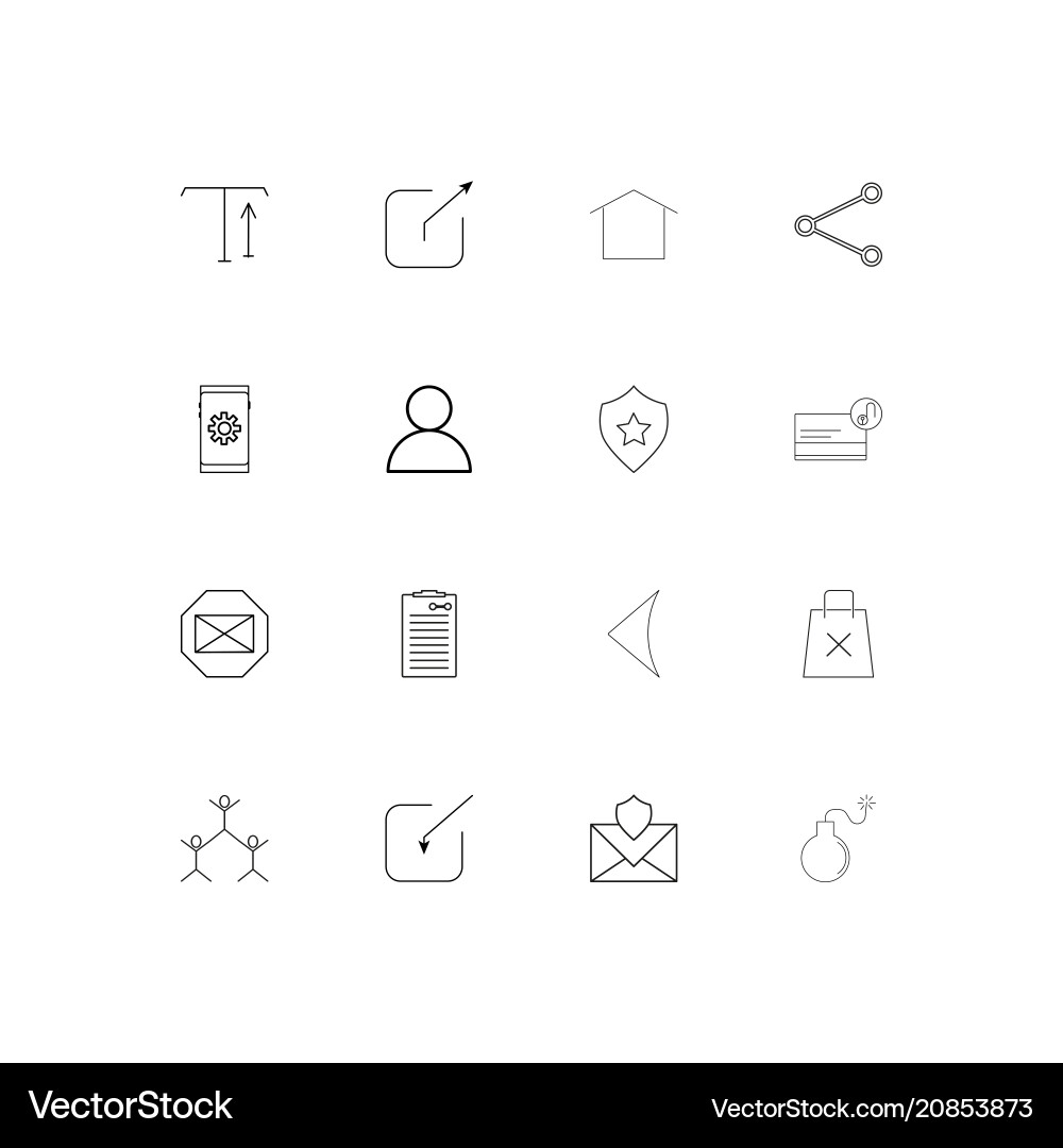 Interface linear thin icons set outlined simple vector image