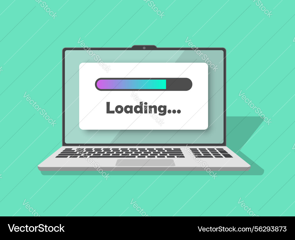 Laptop loading process icon in flat style Laptop loading process icon in flat style vector image