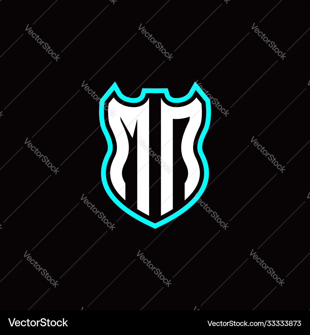 M n initial logo design with shield shape vector image