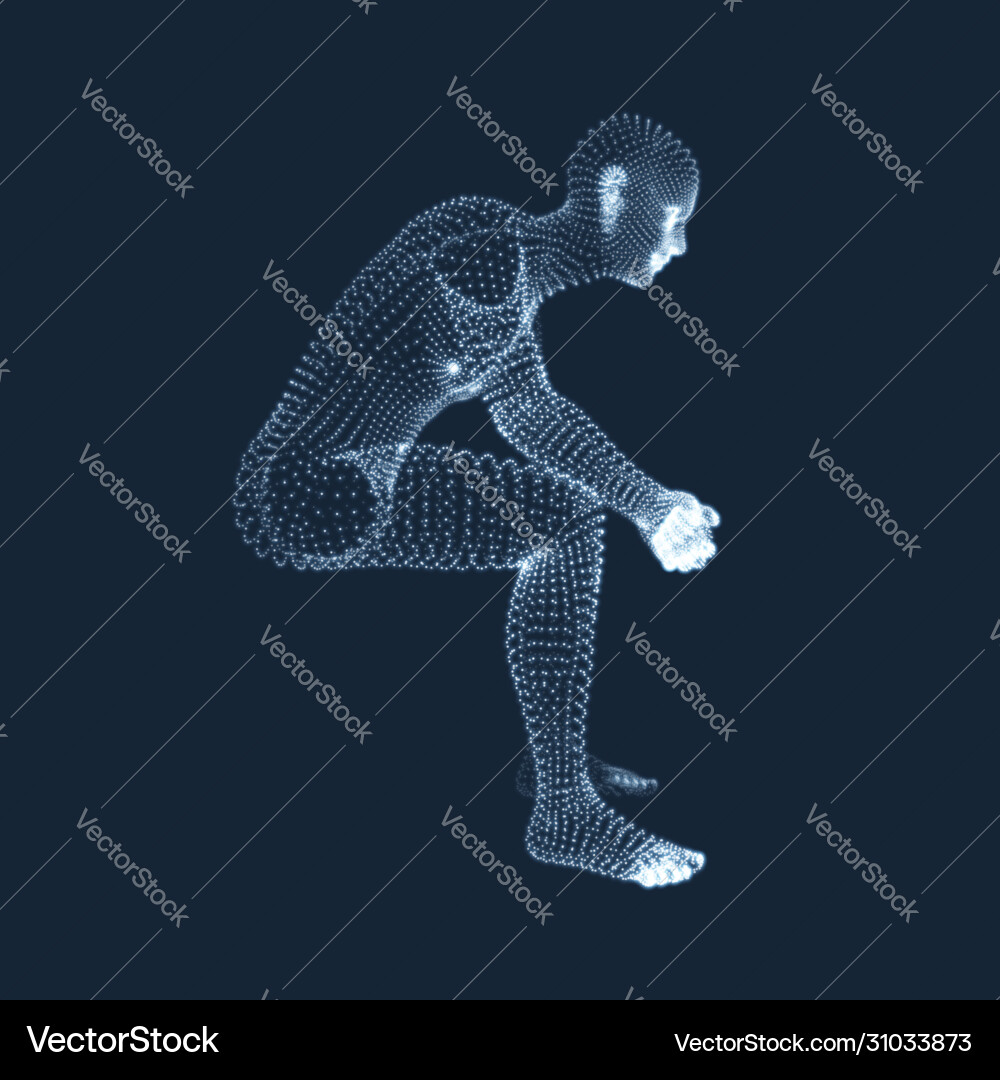 Man in a thinker pose 3d model business vector image