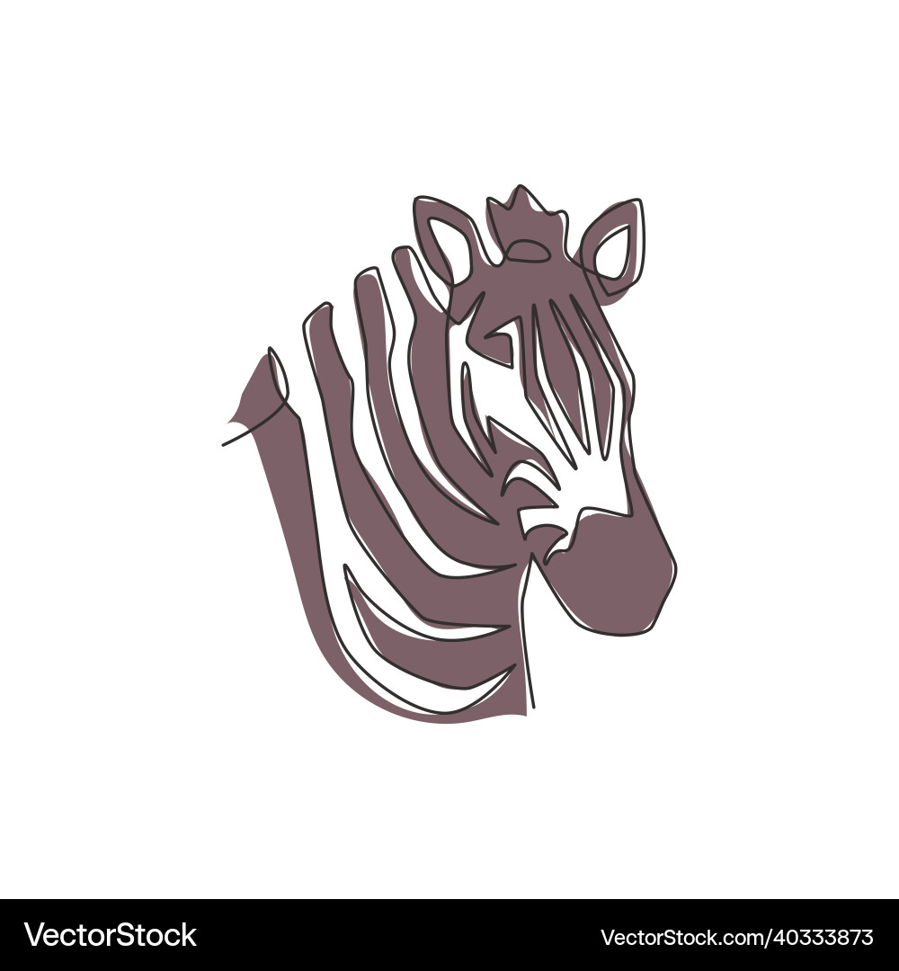 One continuous line drawing of zebra head for zoo One continuous line drawing of zebra head for zoo vector image