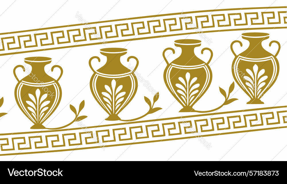 Repeating greek key border with classical urns Vector Image