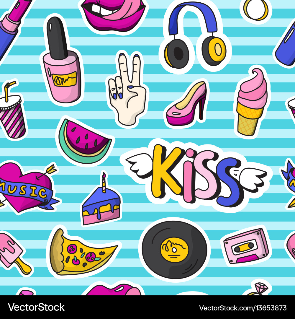 Retro Pin-Up Patch Pattern vector image