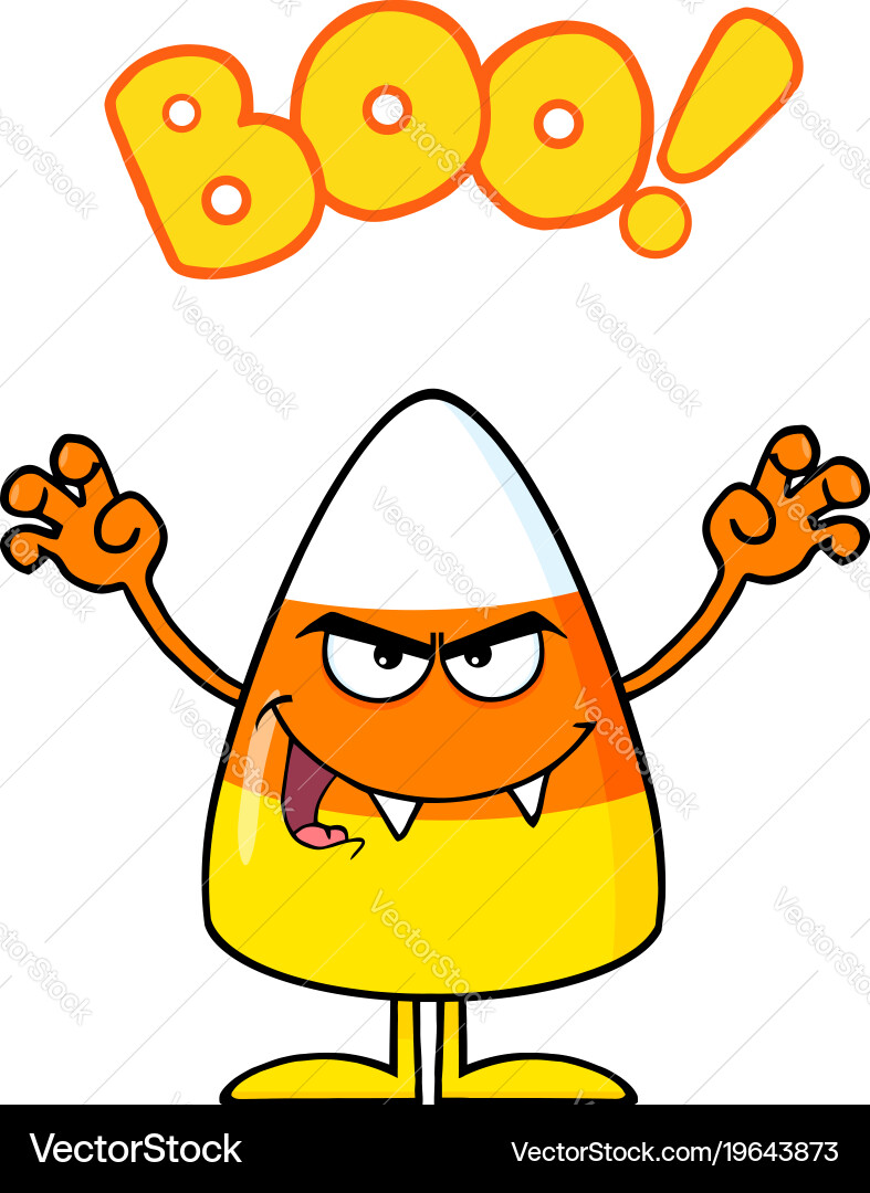 Scaring candy corn character with text Vector Image