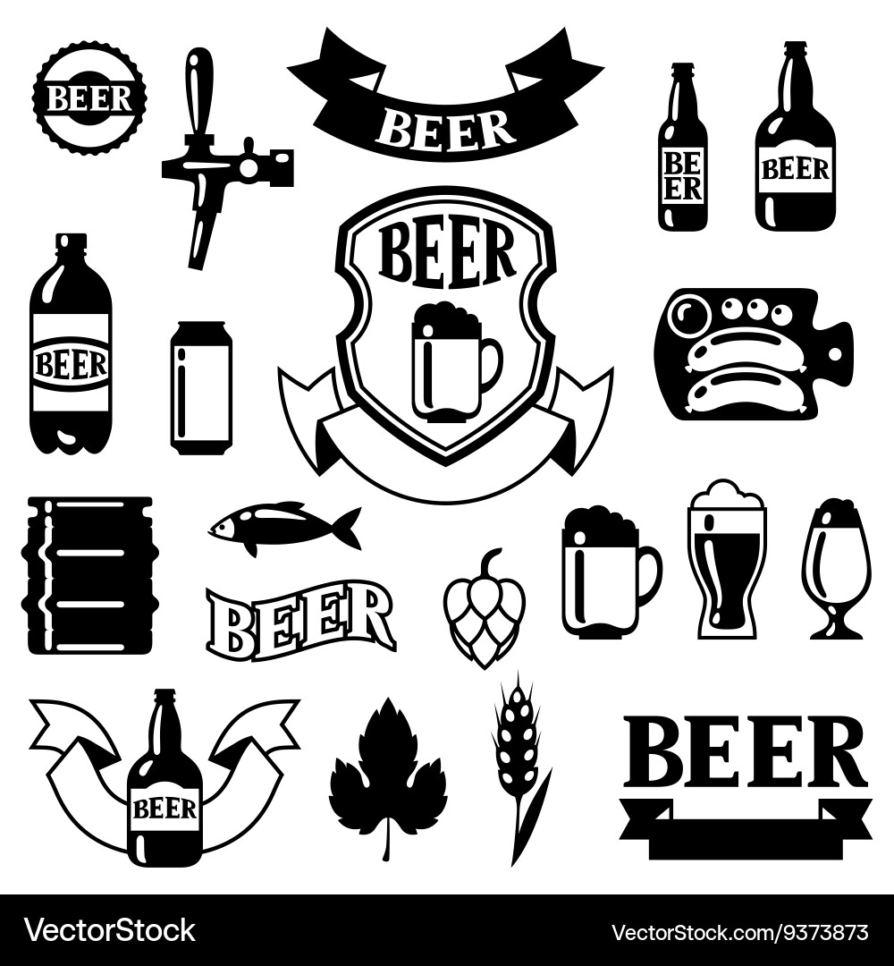 Set badges and labels with beer objects vector image