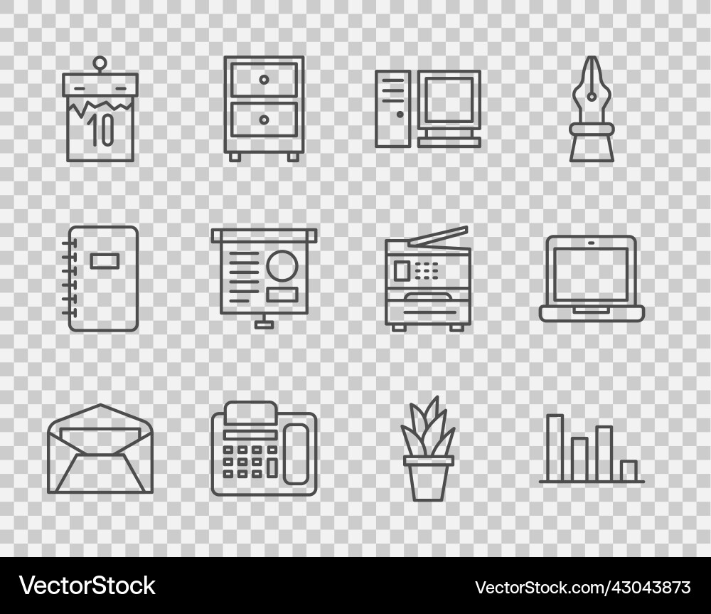 Set line envelope pie chart infographic computer Set line envelope pie chart infographic computer vector image