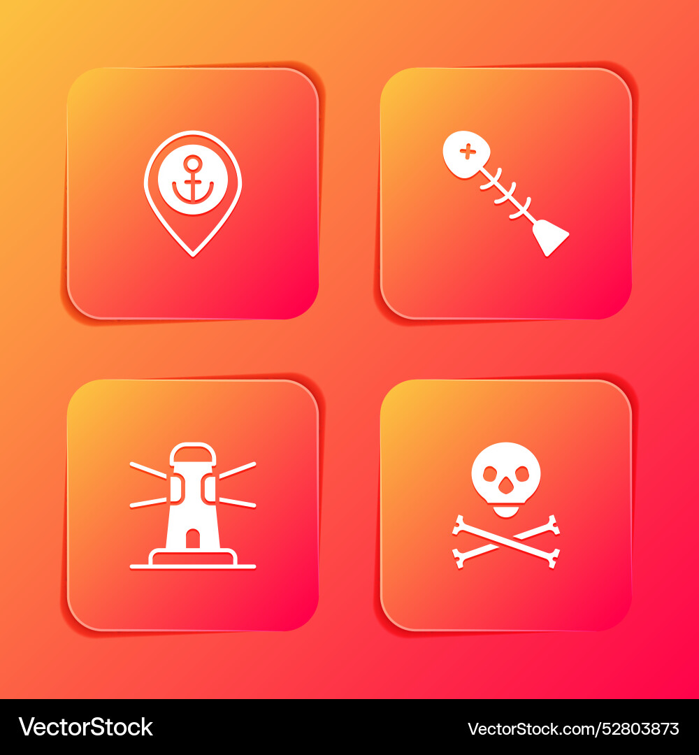 Set location with anchor dead fish lighthouse Vector Image