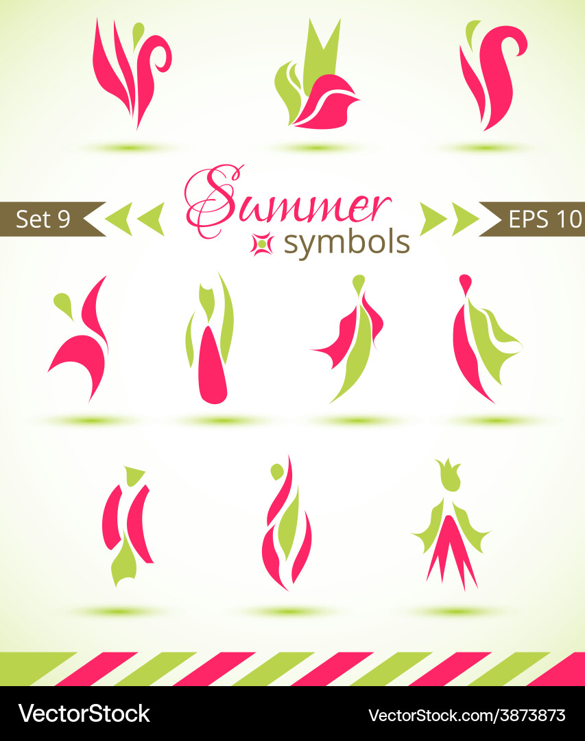 Set of different abstract flat summer and spring vector image
