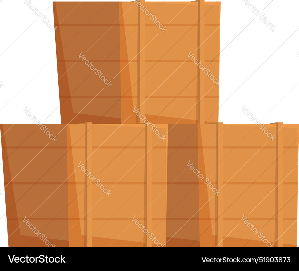 Stack of wooden crates forming a stable structure Vector Image