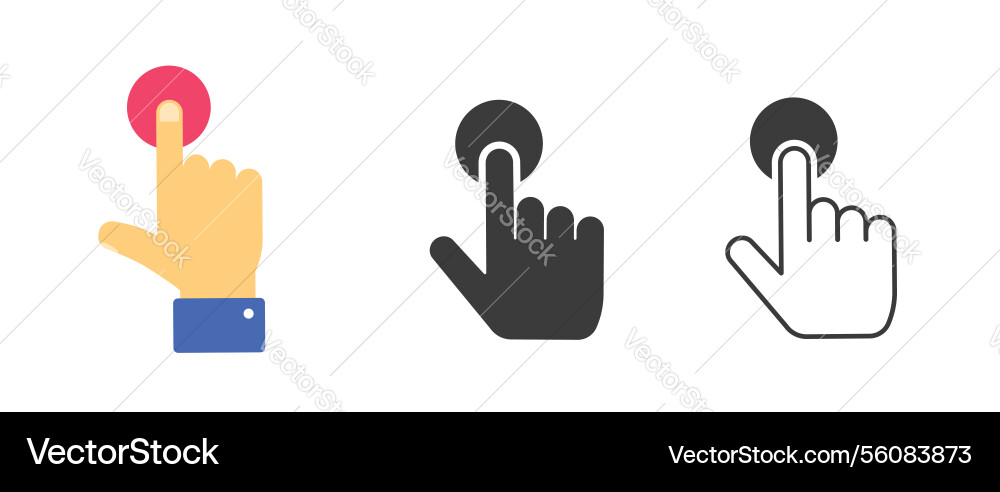 Touch Button Icon Set - Press & Activate Vector Image